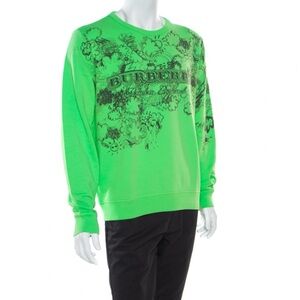 Burberry Floral Print Green Crewneck Sweater